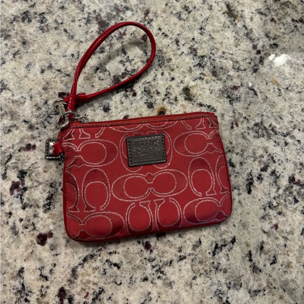 Coach red wristlet